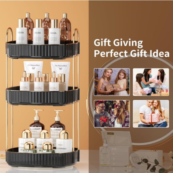 3 Tiers - 360° Turntable Makeup Organizer - Lazy Susan Cosmetics Storage - Picture 6 of 10